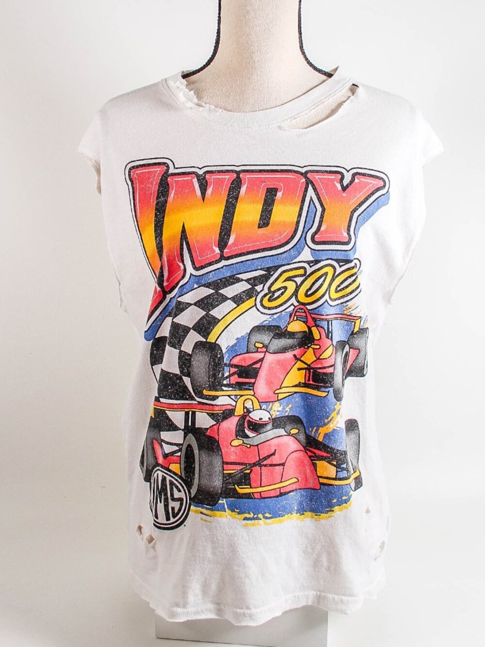 Indy 500 Distressed Racing Tank Top Women’s Reworked M